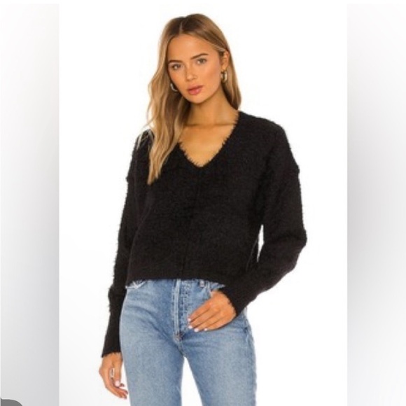 Free People Icing V neck Pull over sweater eyelash solid size small knit chunky - Picture 3 of 13